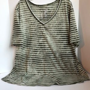 Terra & Sky striped/camo short sleeve top size 1X